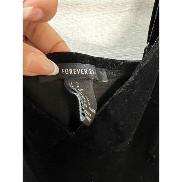 Forever 21‎ Velvet Black Mini Dress V Neck Side Slit Small - Picture 5 of 7